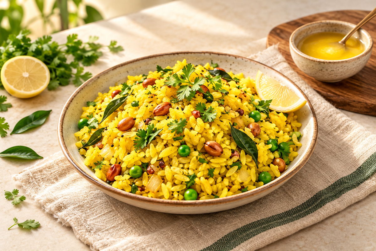 Vegetable Poha Recipe with A2 Cow Ghee
