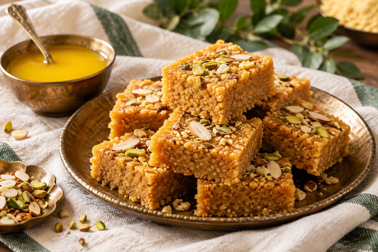 Mohanthal Recipe with A2 Ghee (Gujarati Besan Fudge)