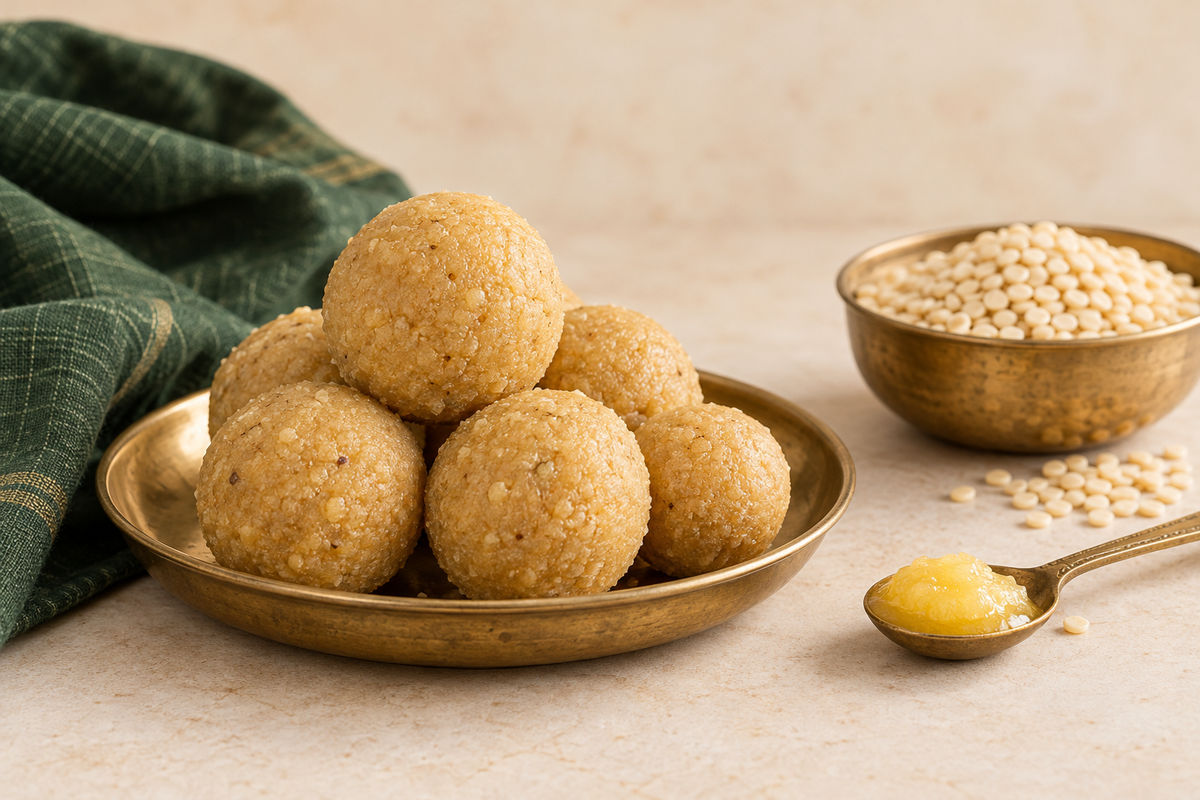 Sunnundalu Recipe with A2 Ghee (Urad Dal Ladoo)