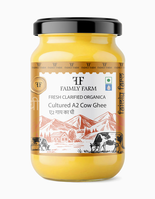 Faimly Farm Cultured A2 Cow Ghee Crafted from Freshly Churned Curd - The Organica Way – A2 Cow Ghee