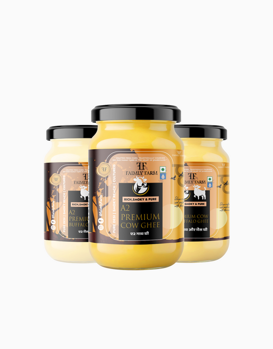 Faimly Farm Cultured A2 Ghee Fresh and Premium Trio Ghee Pack – A2 Ghee Trio Pack