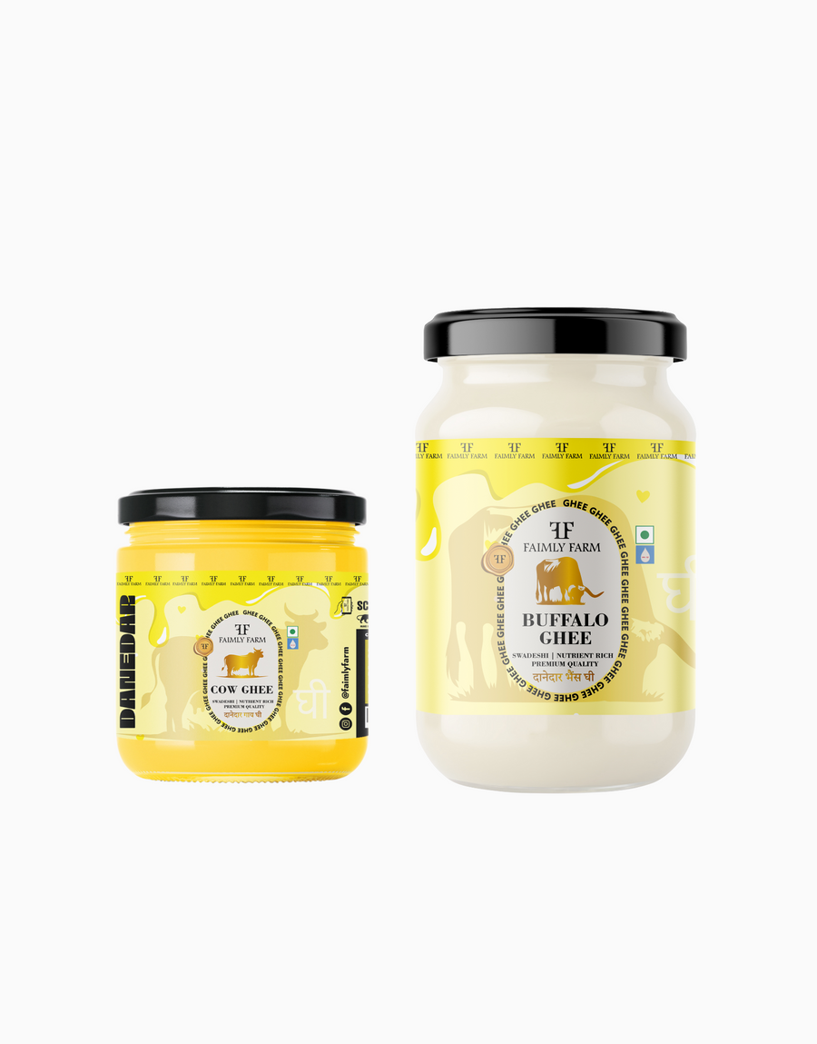 Faimly Farm Danedar Cow Ghee Kitchen Duo Pack – Cow Ghee, Buffalo Ghee