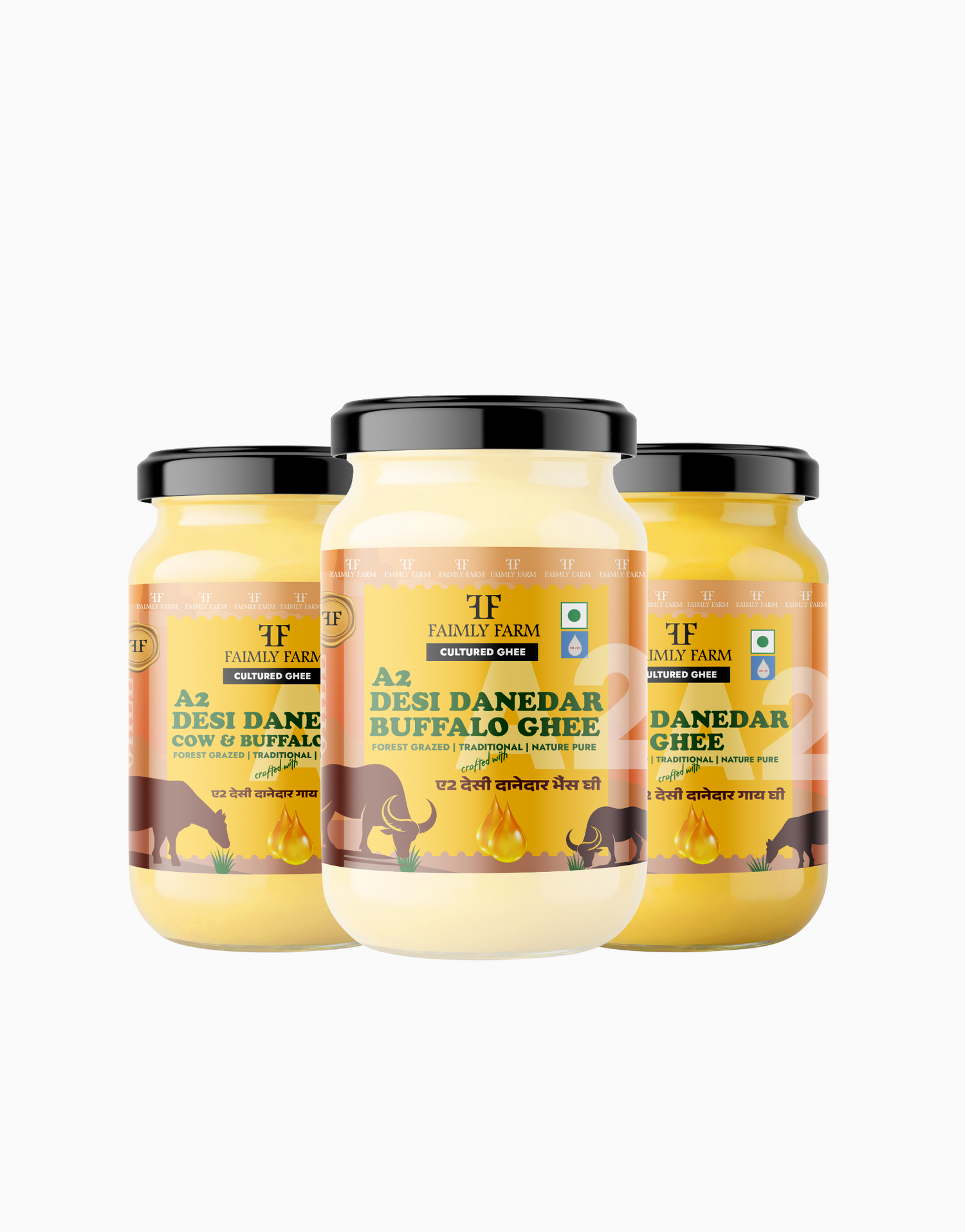 Faimly Farm Desi Danedar A2 Ghee Forest Grazed Trio Ghee Pack – A2 Ghee Trio Pack