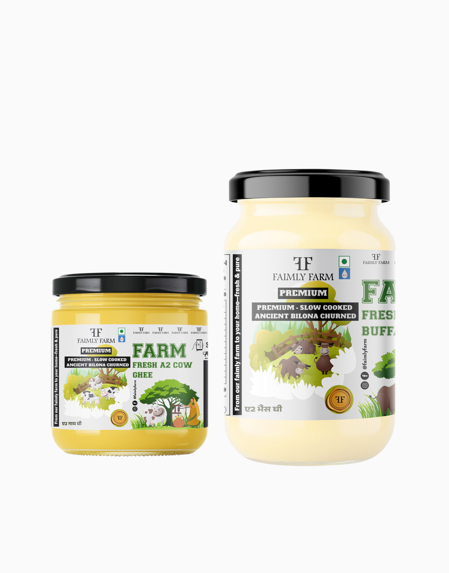 Faimly Farm Farm Fresh Cow Ghee Kitchen Duo Pack – Cow Ghee, Buffalo Ghee