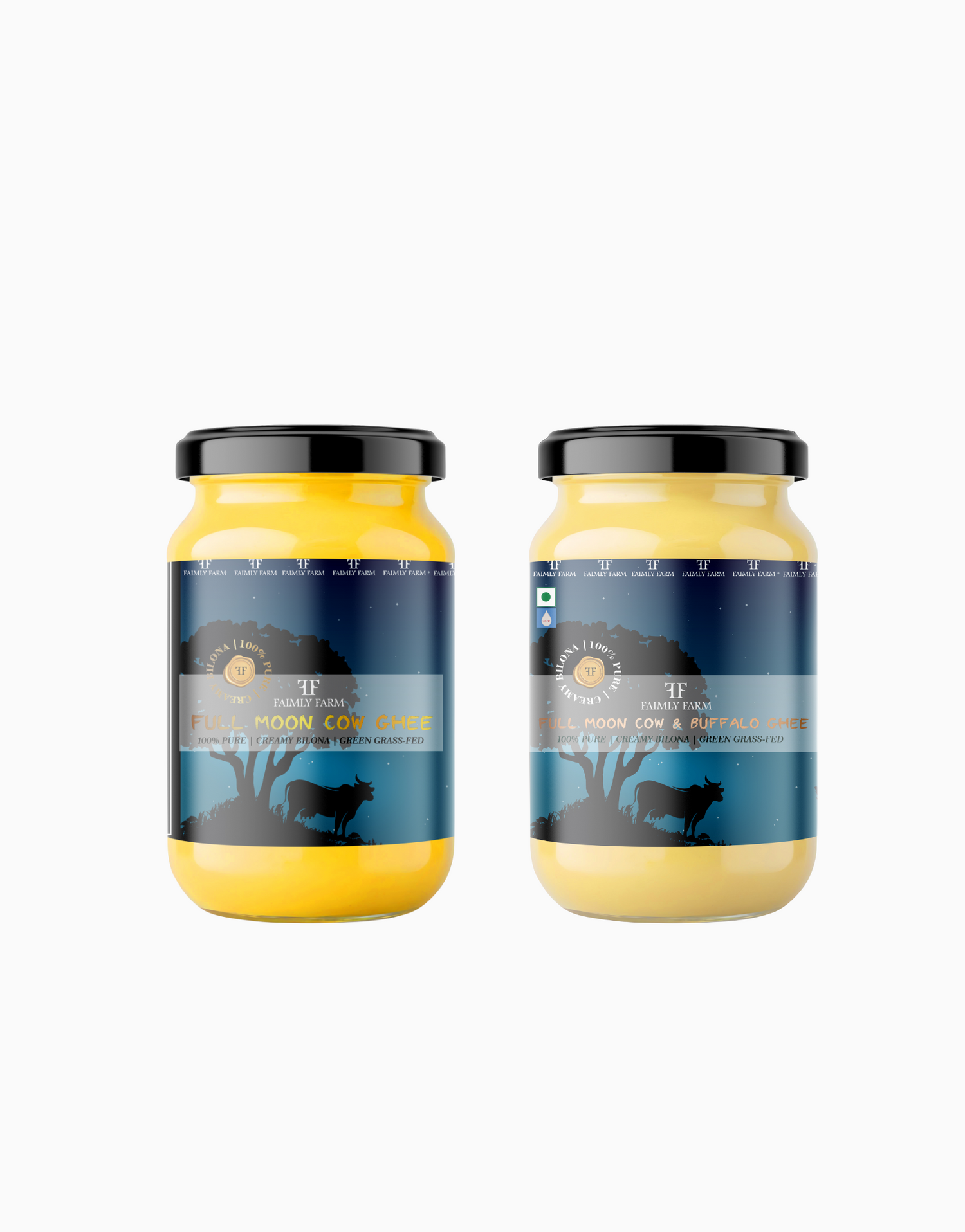 Faimly Farm Full Moon Cow Ghee Combo Ghee Pack – Cow Ghee, Cow & Buffalo Blend Ghee