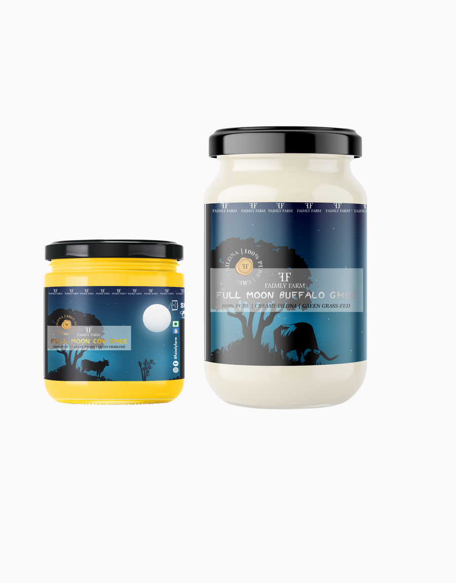 Faimly Farm Full Moon Cow Ghee Kitchen Duo Pack – Cow Ghee, Buffalo Ghee