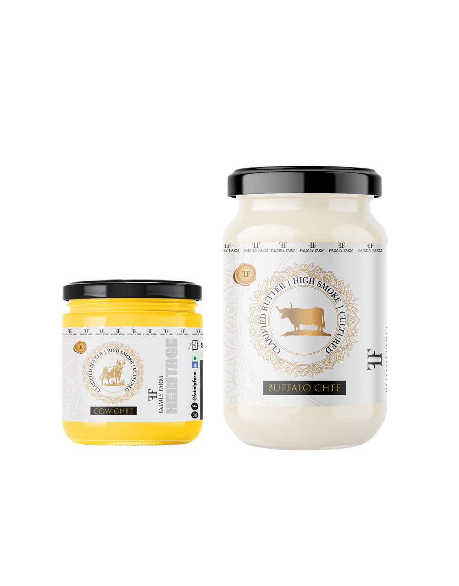Faimly Farm Heritage Cultured Cow Ghee Festive Pack – Cow Ghee, Buffalo Ghee