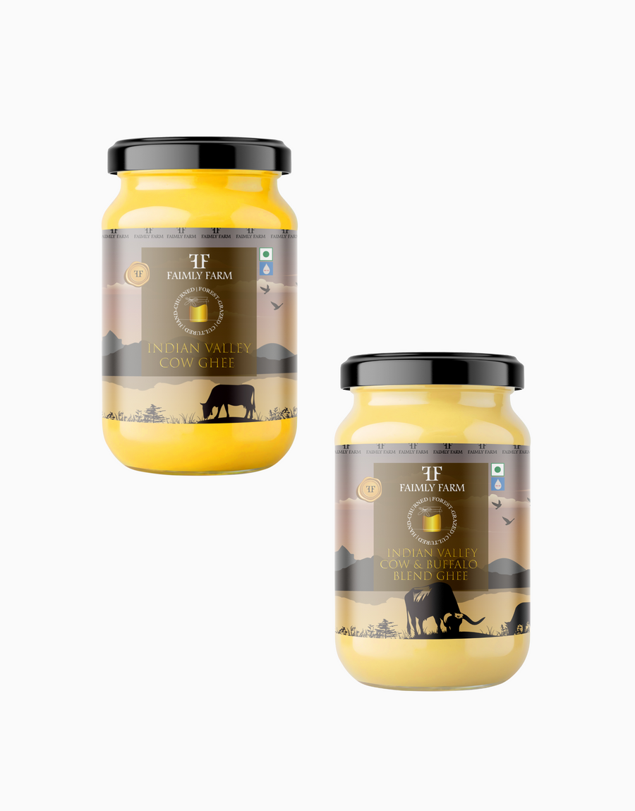Faimly Farm Indian Valley Cow Ghee Faimly Combo – Cow Ghee, Cow & Buffalo Blend Ghee