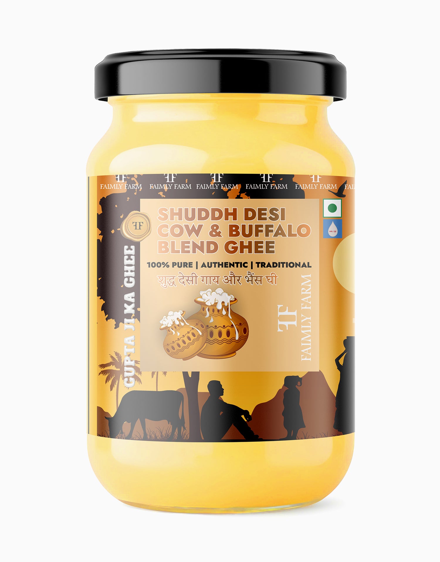 Faimly Farm Shuddh Desi Cow & Buffalo Blend Ghee 100% Pure & Traditionally Crafted – Cow & Buffalo Blend Ghee